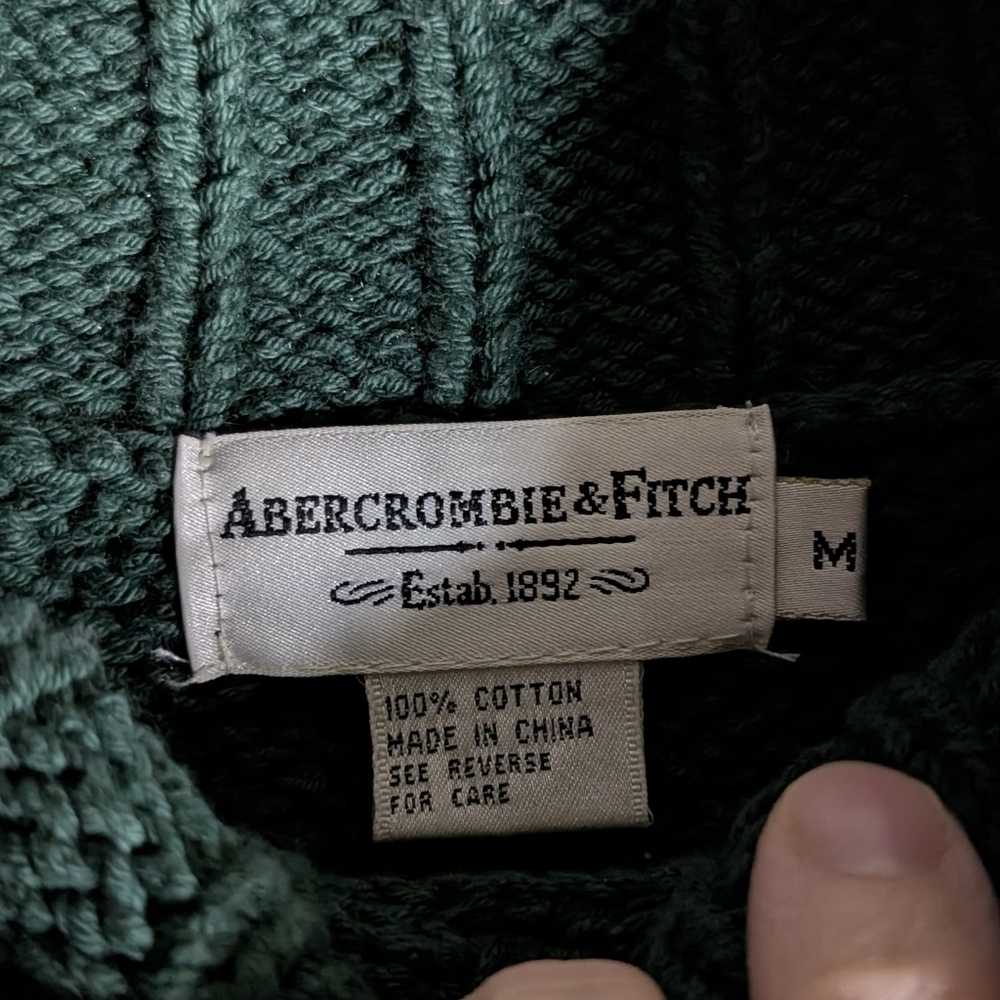 Abercrombie & Fitch Green Turtleneck Sweater Ribbed Knit - Picture 4 of 8